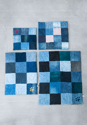 Hundedecken Patchwork-Optik Denim