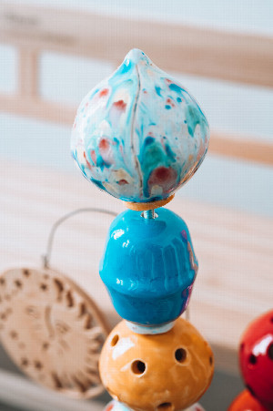 Keramikstele Kugeln blau