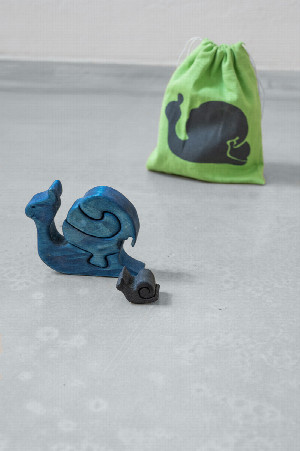 Schnecke Puzzle mit Jutesack